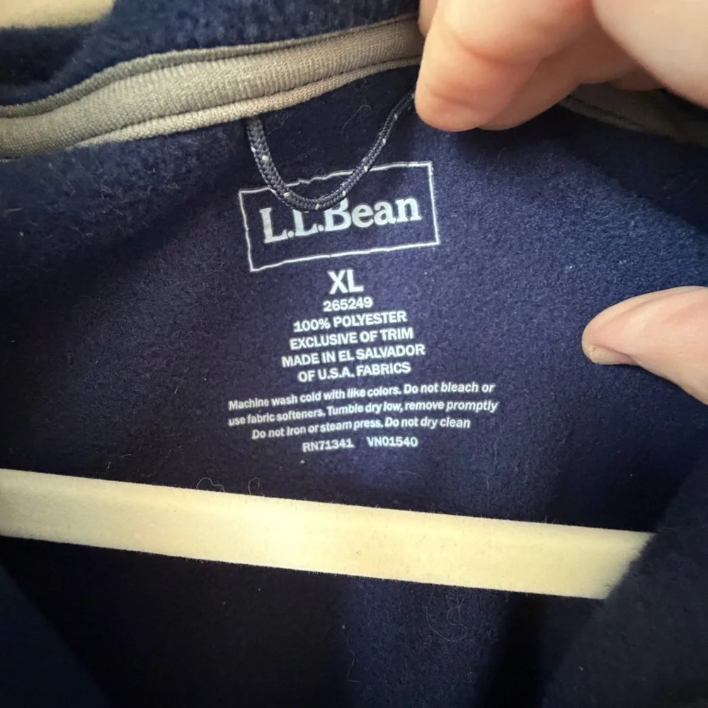 L.L.Bean Navy Full Zip Fleece Jacket XL Outdoor Cozy Core - Picture 3 of 8